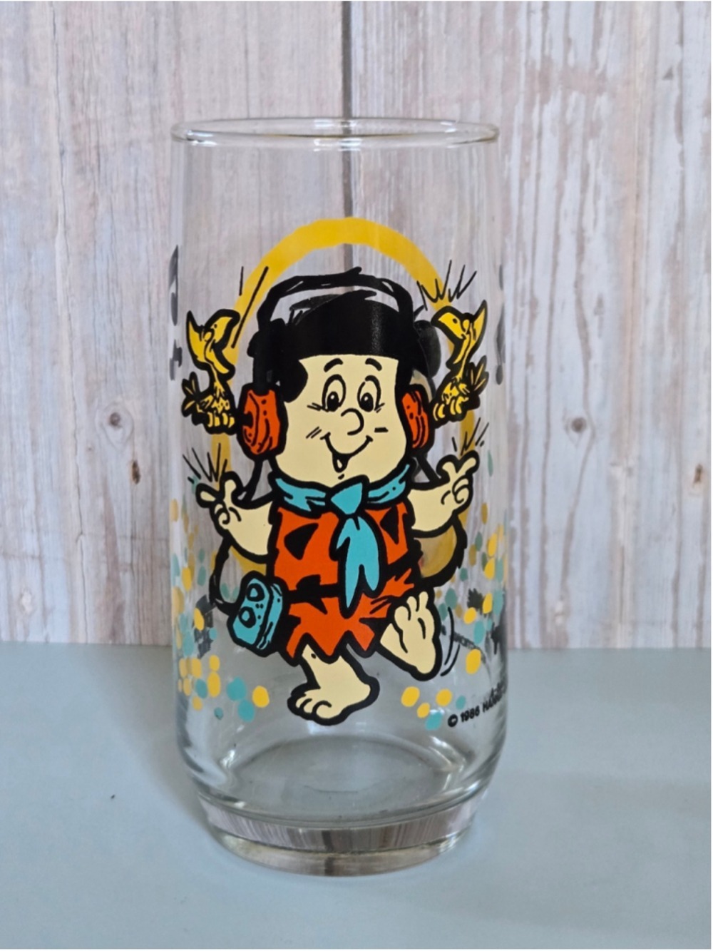 Vintage 1986 Flintstone Kids Freddy Glass Pizza Hut Hanna-Barbera Collector